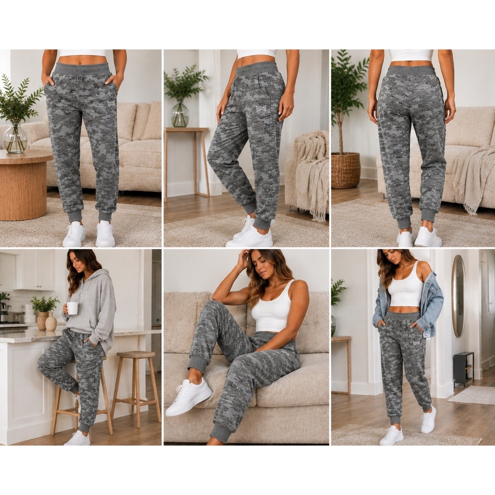 Tapout Camo Joggers Womens L Grey Camouflage Athletic Sweatpants Activewear